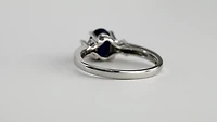 Oval Blue Sapphire and Diamond Ring 10K White Gold (0.08ct tw)
