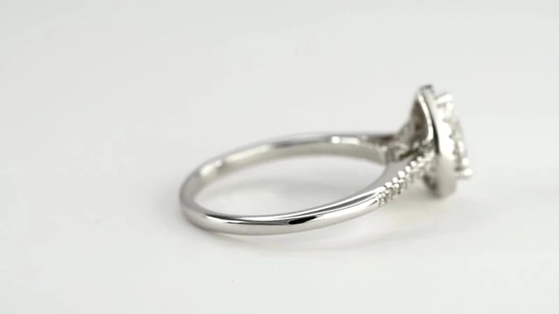 Pear Shape Diamond Halo Engagement Ring 14K White Gold (0.75ct tw)