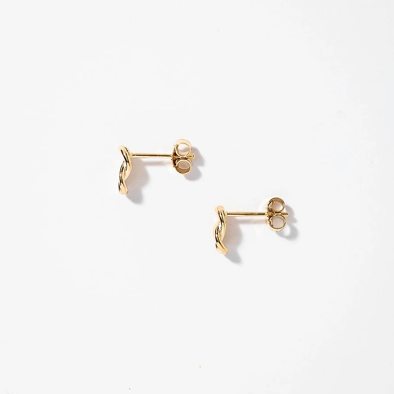 Love Knot Stud Earrings in 14K Yellow Gold