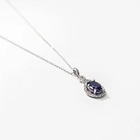 Sapphire Necklace with Diamond Accents in 10K White Gold
