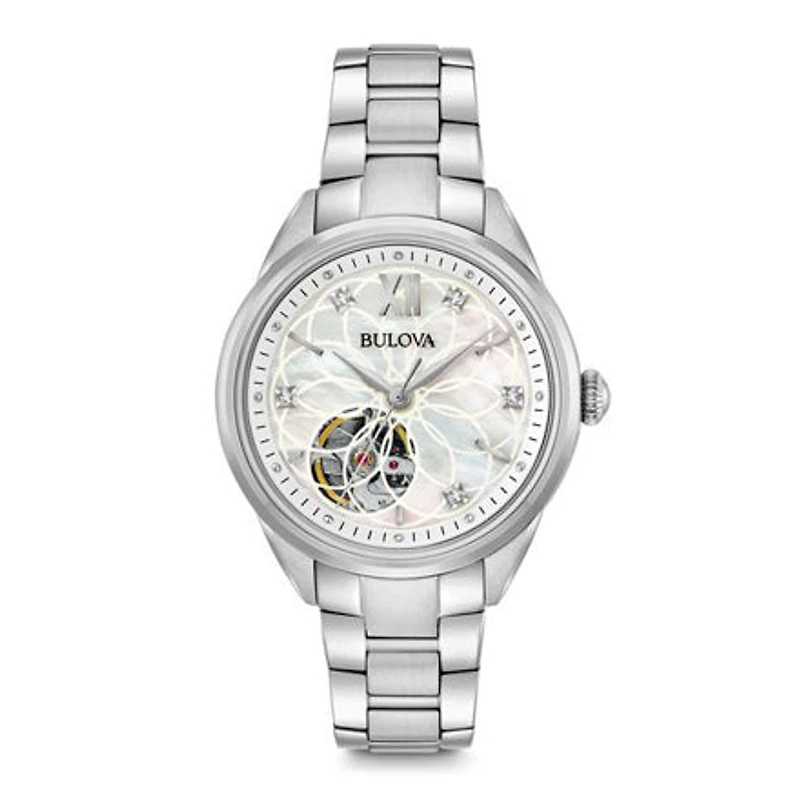 Bulova Women's Automatic Stainless Steel Hand Set Diamond Watch | 96P1