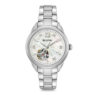 Bulova Women's Automatic Stainless Steel Hand Set Diamond Watch | 96P1