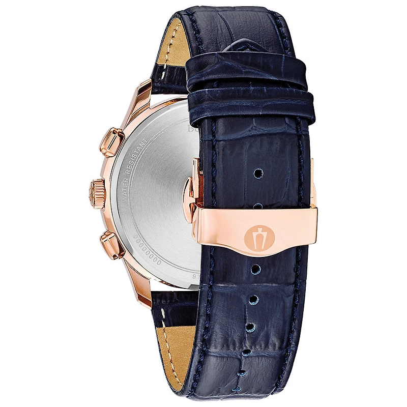Bulova Men's Classic Blue Dial Blue Leather Watch | 97B170
