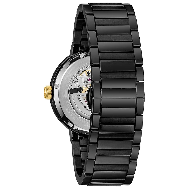 Bulova Men's Modern Automatic Black Dial Black Bracelet Watch | 98A203