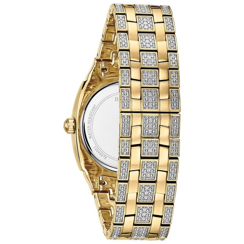 Bulova Men's Yellow Gold Tone Crystal Watch | 98B323