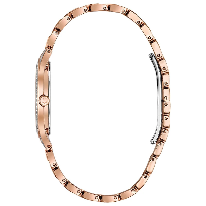 Bulova Women's Rose Goldtone Crystal Bracelet Watch | 98L235