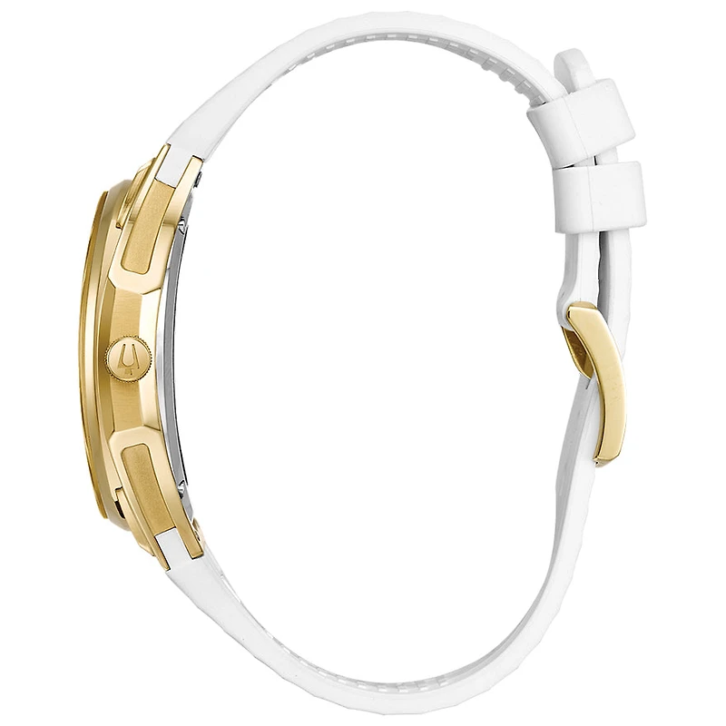 Bulova CURV Women's Gold Diamond White Dial Watch | 98R237