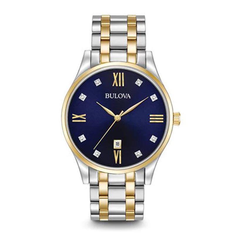 Bulova Men's Classic Two-Tone Watch with Blue Dial | 98D130