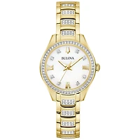 Bulova Crystal Yellow Gold Tone Ladies Watch | 98L306