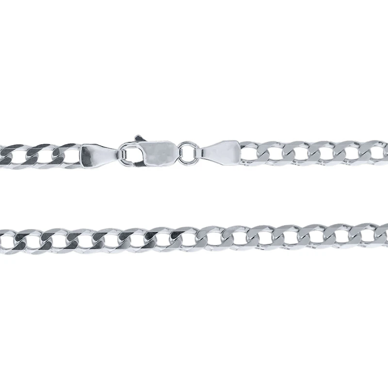 3.60mm Beveled Curb Chain in Italian 10K White Gold (22”)