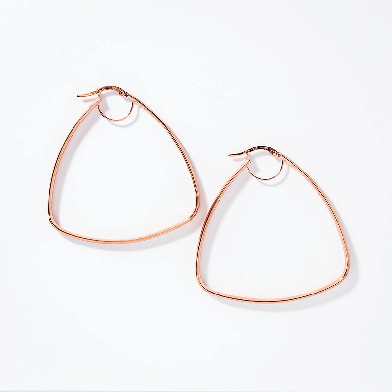 Triangle Hoop Earrings in 10K Rose Gold
