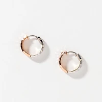 Diamond Cut Hoop Earrings 10K White and Rose Gold
