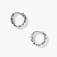 Diamond Cut Hoop Earrings 10K White Gold