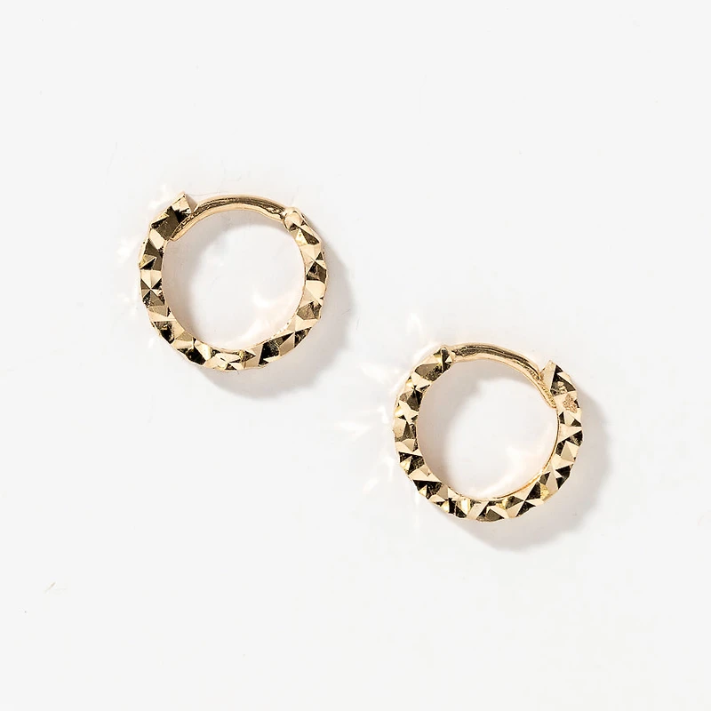 Diamond Cut Hoop Earrings 10K Yellow Gold