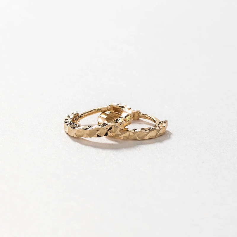 Diamond Cut Hoop Earrings 10K Yellow Gold