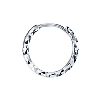 10K White Gold Hoop Earrings With Diamond Cut Pattern