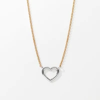 Heart Pendant Necklace in 10K Yellow and White Gold