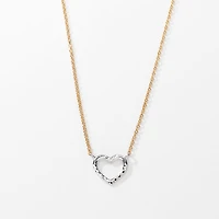 Heart Pendant Necklace in 10K Yellow and White Gold