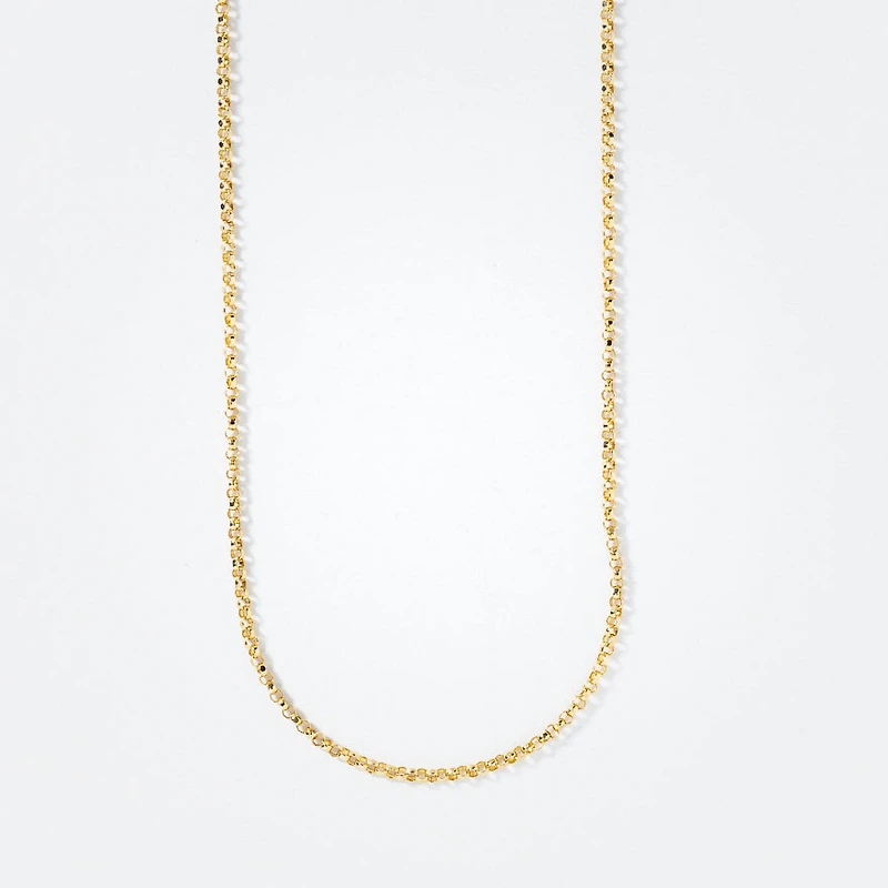 10K Italian Yellow Gold 1.15mm Adjustable Diamond Cut Rolo Chain in 18