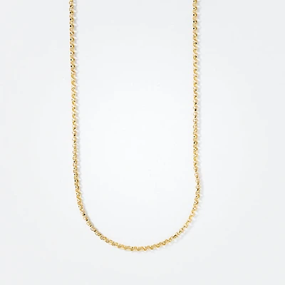 10K Italian Yellow Gold 1.15mm Adjustable Diamond Cut Rolo Chain in 18