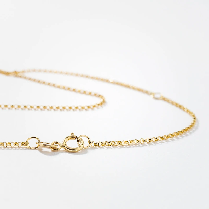 10K Italian Yellow Gold 1.15mm Adjustable Diamond Cut Rolo Chain in 18