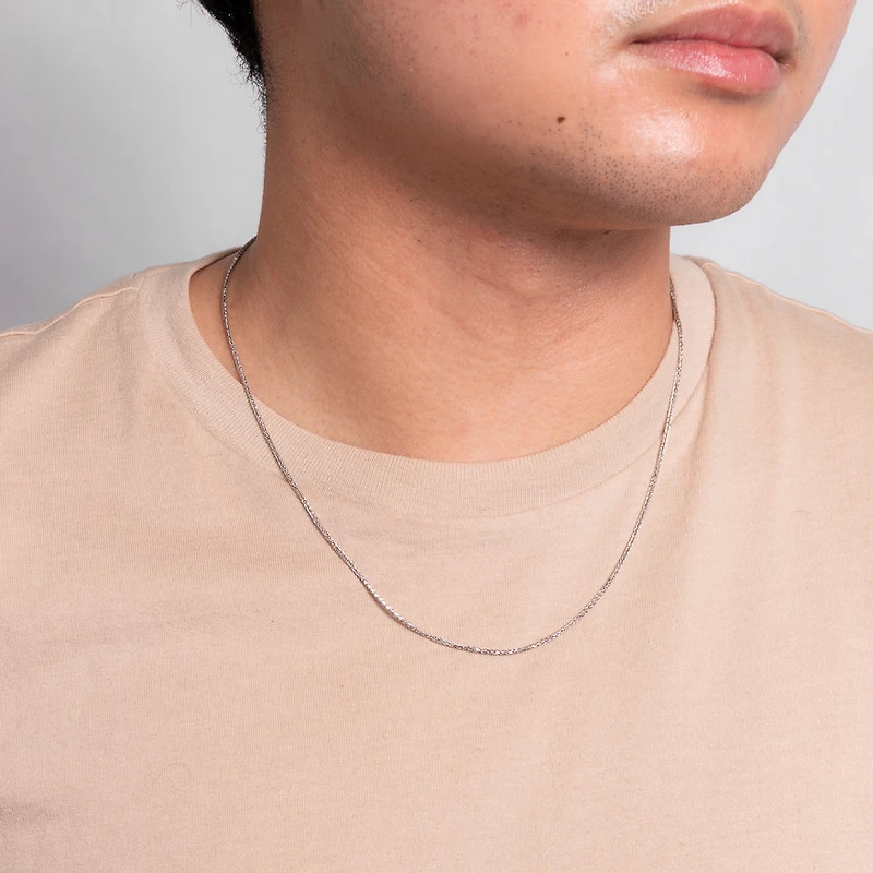 10K Diamond Cut White Gold Round 1.3mm Wheat Chain (20")