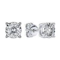 Miracle Mark Solitaire Diamond Stud Earrings in 14K White Gold ( c