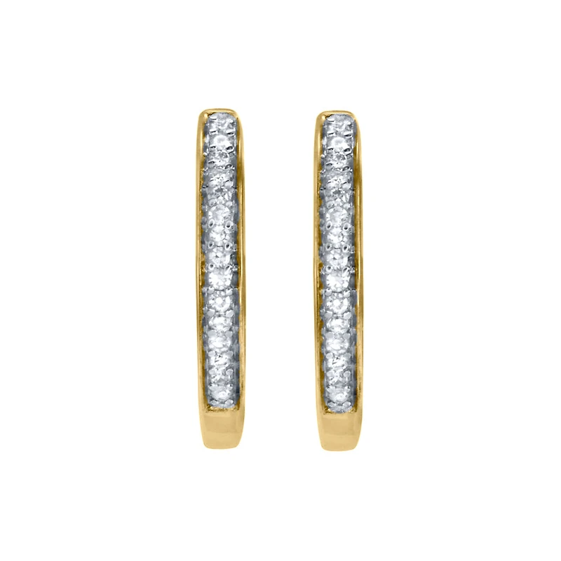 Diamond Hoop Earrings in 10K Yellow Gold (0.10 ct tw)
