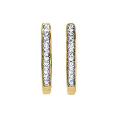 Diamond Hoop Earrings in 10K Yellow Gold (0.10 ct tw)