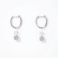 Diamond Cluster Drop Earrings in 10K White Gold (0.20ct tw)