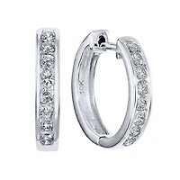 Hoop Channel Set Diamond Earrings in 10K White Gold (0.50ct tw)