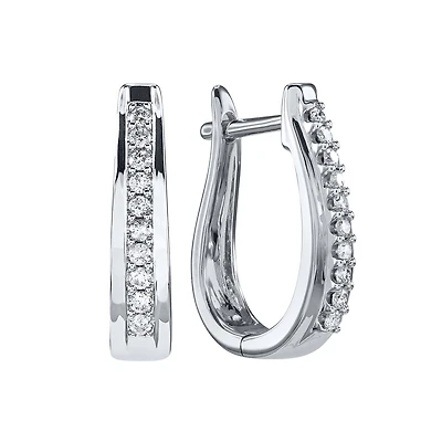 U-Hoop Diamond Earrings in 10K Gold (0.25 ct tw