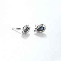 Pear Shape Sapphire Earrings in 10K White Gold