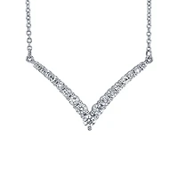 V Shaped Diamond Necklace in 10K White Gold (0.40 ct tw)