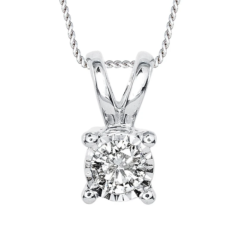 10K White Gold Diamond Pendant Necklace (0.10 ct tw)