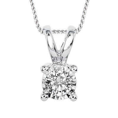 10K White Gold Diamond Pendant Necklace (0.10 ct tw)