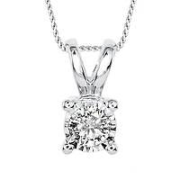 10K White Gold Diamond Pendant Necklace (0.10 ct tw)