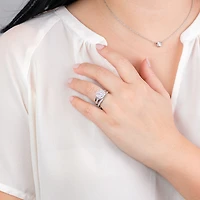 Double Halo Diamond Ring 14K White Gold (0.74ct tw)