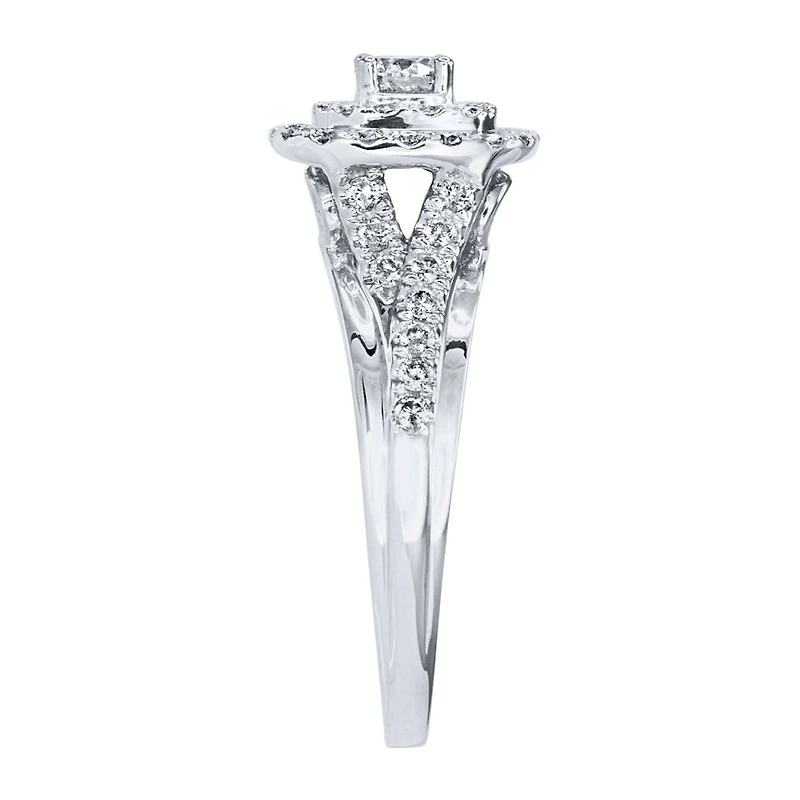 Double Halo Engagement Ring 14K White Gold (0.82ct tw)