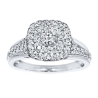 Double Halo Engagement Ring 14K White Gold (0.82ct tw)