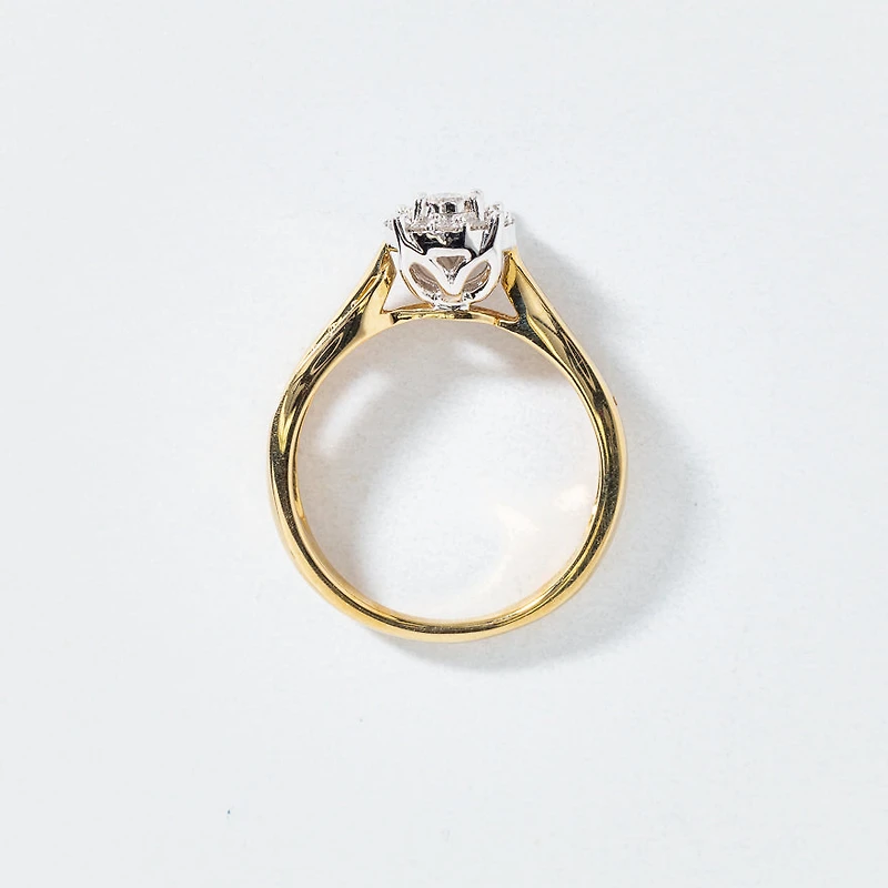 10K Yellow and White Gold Crossover Diamond Engagement Ring (0.30 ct t