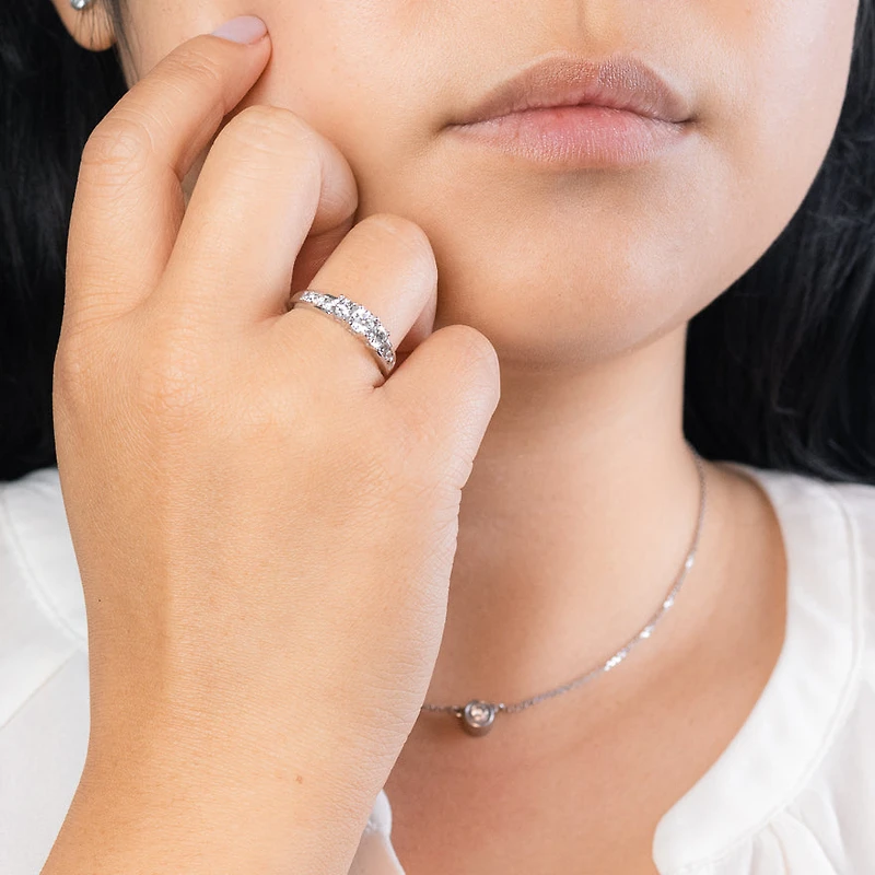 Three-Stone Diamond Engagement Ring 10K White Gold (0.95 ct tw)