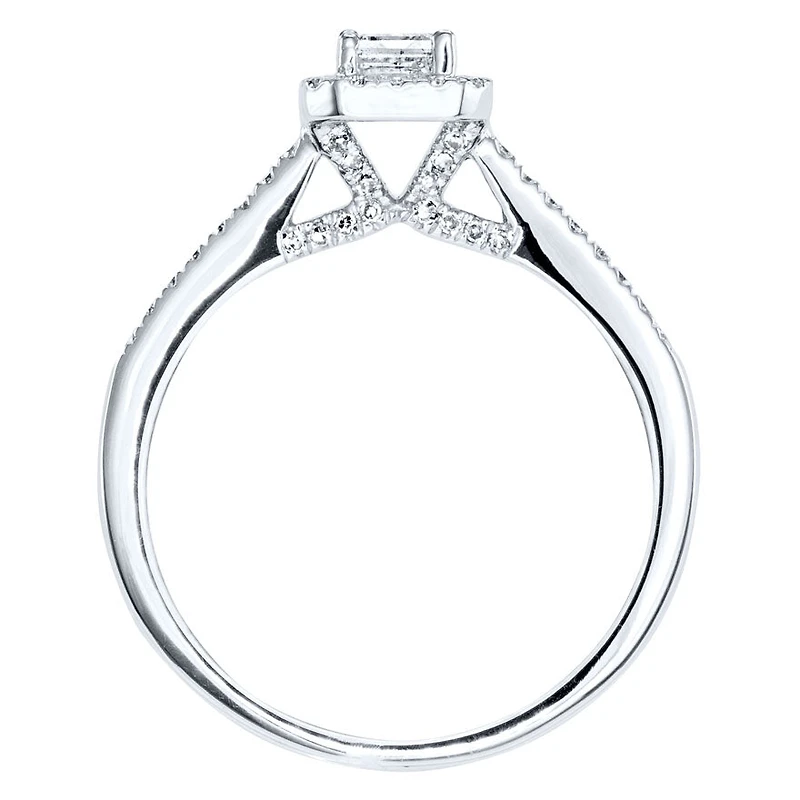 Emerald Cut Halo Diamond Engagement Ring 14K White Gold (0.80 ct tw