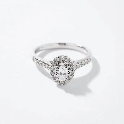 Oval Cut Diamond Engagement Ring 10K White Gold (0.50 ct tw)