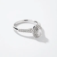 Oval Cut Diamond Engagement Ring 10K White Gold (0.50 ct tw)