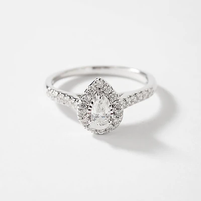 Pear Shaped Diamond Engagement Ring 10K White Gold (0.50 ct tw)