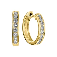 Channel Set Hoop Earrings in 10k Yellow Gold (0.15ct tw)
