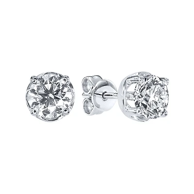 Classic Diamond Stud Solitaire Earrings in 18K White Gold (0.70ct tw)