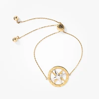Bolo Compass Bracelet in 10K Yellow and White Gold