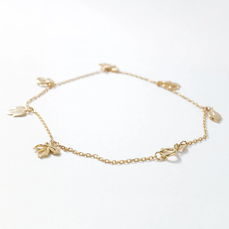 Leaf Charm Bracelet in 10K Yellow Gold